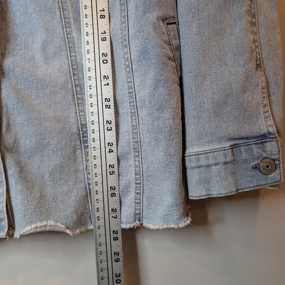 Logo Lori Goldstein Women's Shirt Jacket Sz 12 Denim w Frayed Hem Blue A587517 - Picture 9 of 10